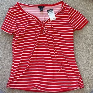 Red and White Striped Top